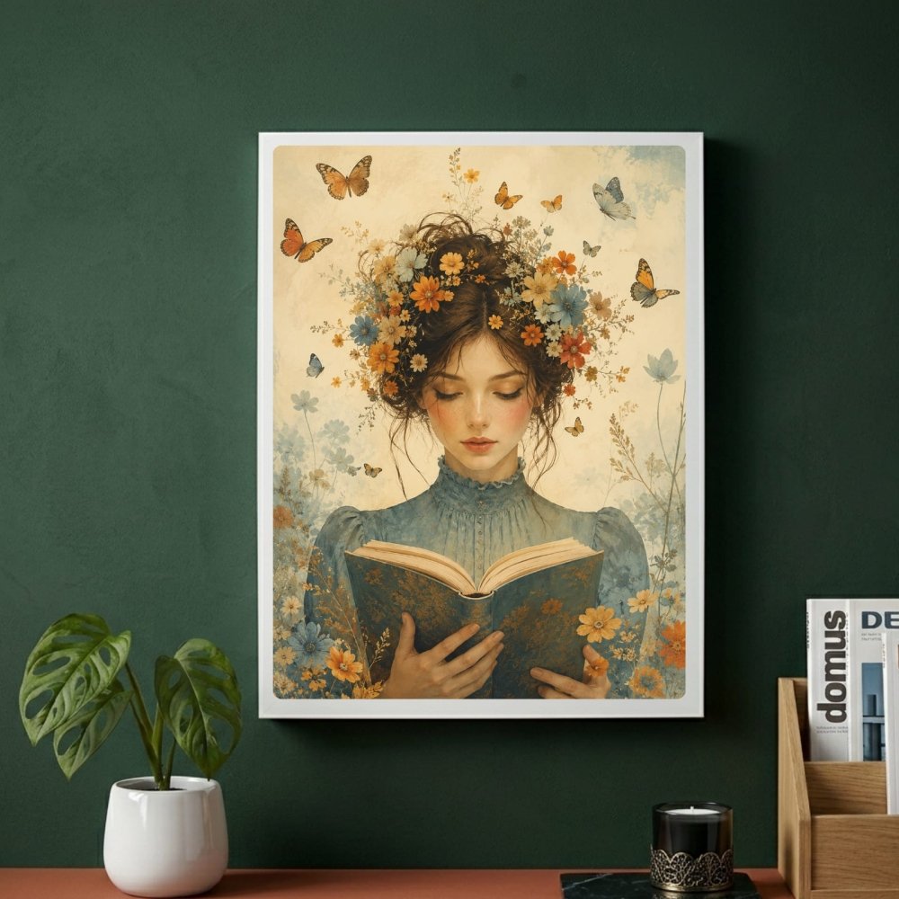 vintage book girl - Vibes Districtvintage book girl poster BiancoVibes District