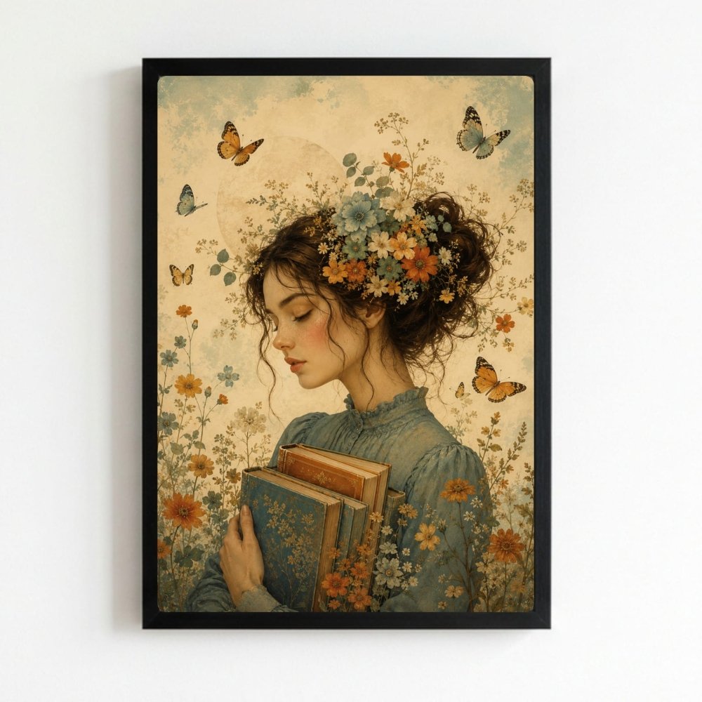 vintage book girl - Vibes Districtvintage book girl poster NeroVibes District