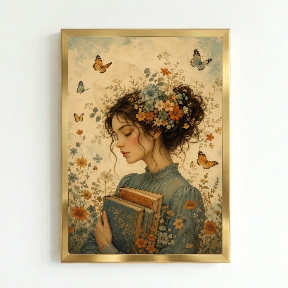 vintage book girl - Vibes Districtvintage book girl poster GoldVibes District