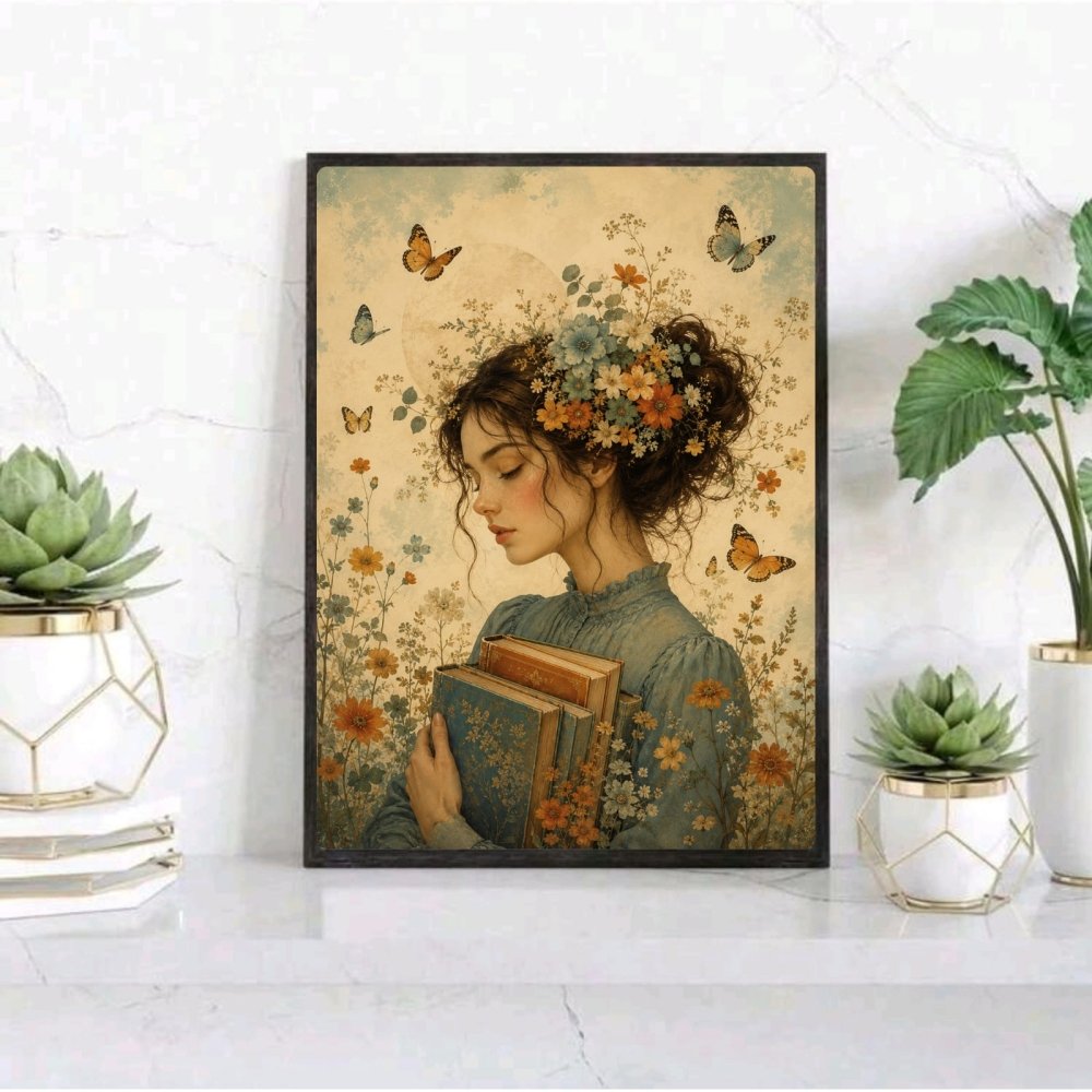 vintage book girl - Vibes Districtvintage book girl poster BiancoVibes District