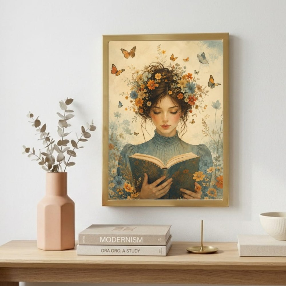 vintage book girl - Vibes Districtvintage book girl poster BiancoVibes District