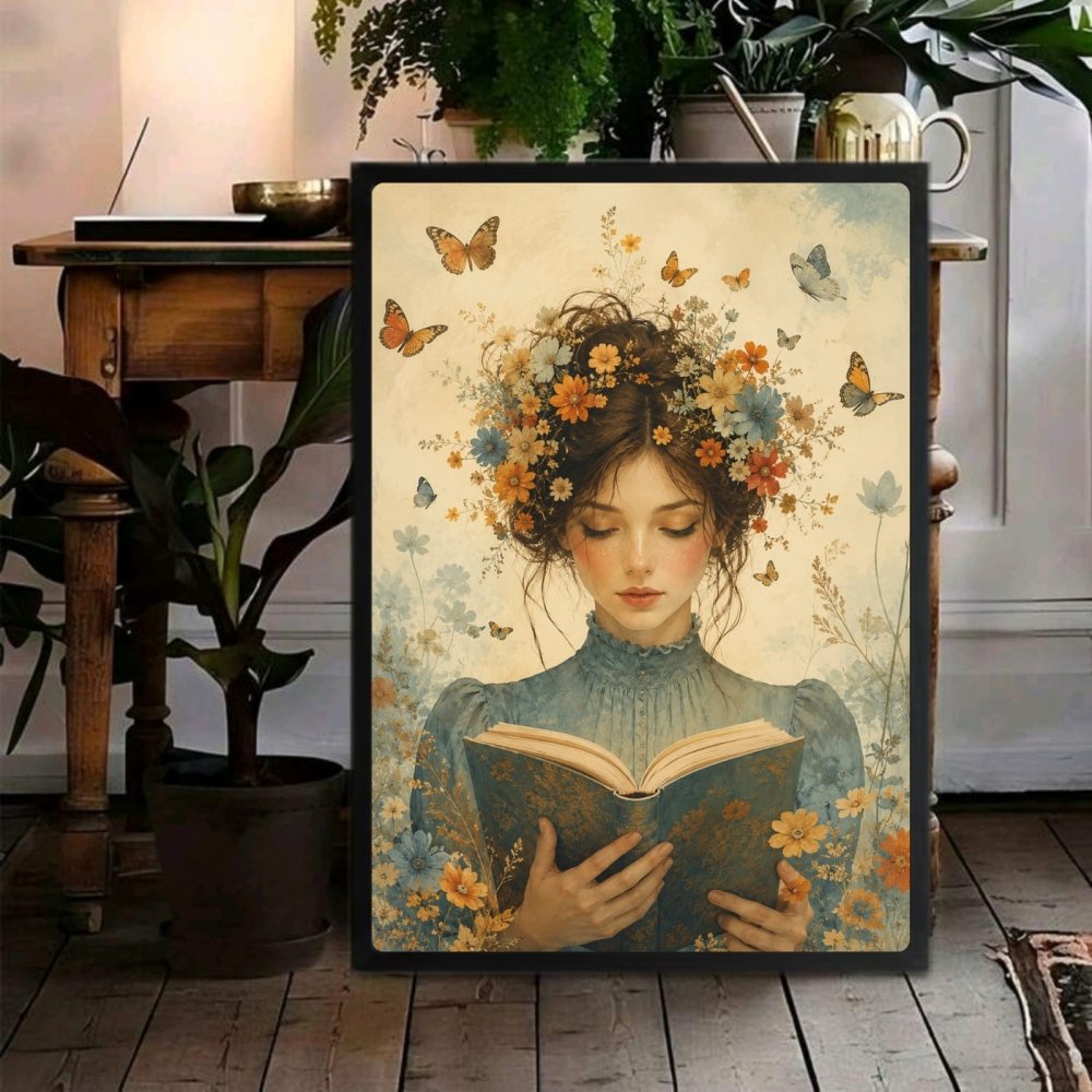 vintage book girl - Vibes Districtvintage book girl poster BiancoVibes District