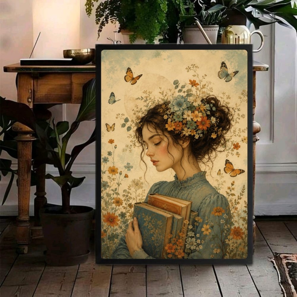 vintage book girl - Vibes Districtvintage book girl poster BiancoVibes District