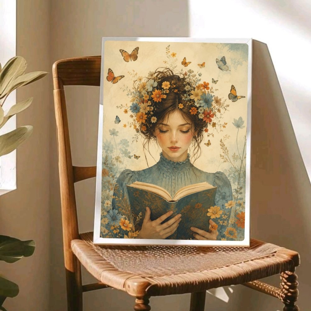 vintage book girl - Vibes Districtvintage book girl poster BiancoVibes District