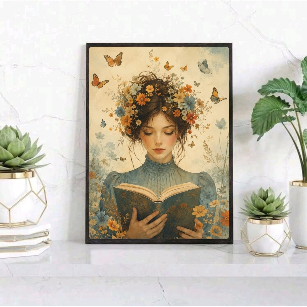 vintage book girl - Vibes Districtvintage book girl poster BiancoVibes District
