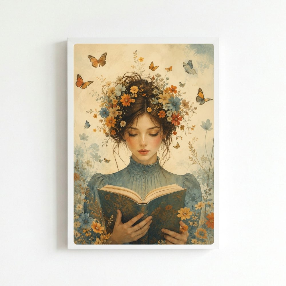 vintage book girl - Vibes Districtvintage book girl poster BiancoVibes District