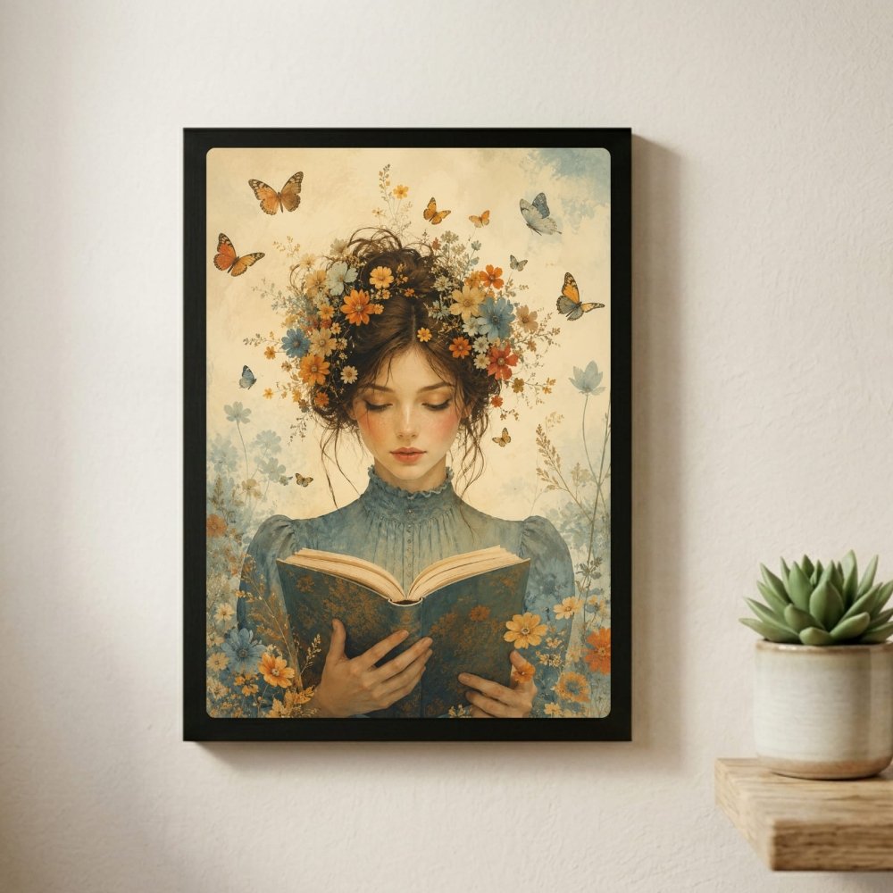 vintage book girl - Vibes Districtvintage book girl poster BiancoVibes District