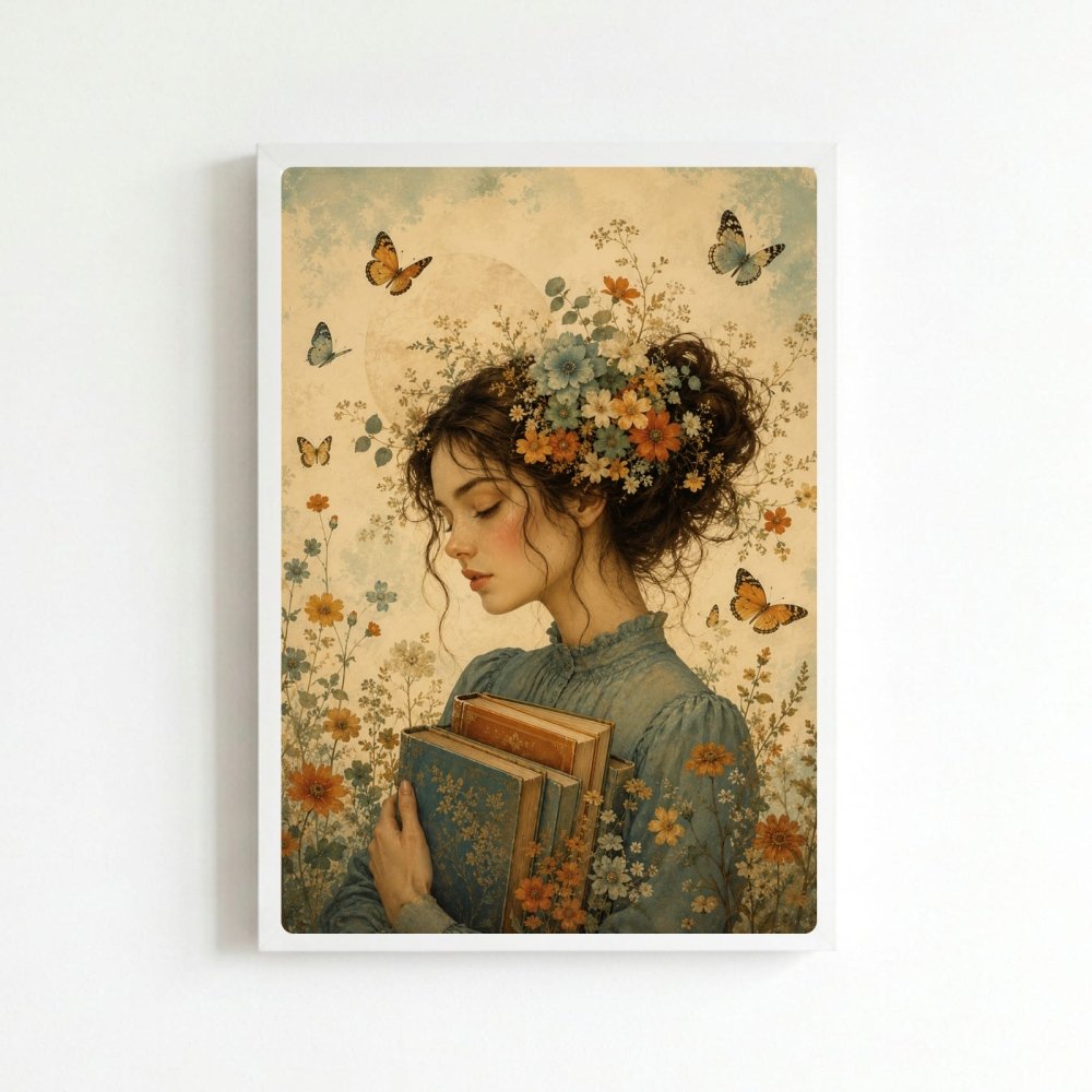vintage book girl - Vibes Districtvintage book girl poster BiancoVibes District