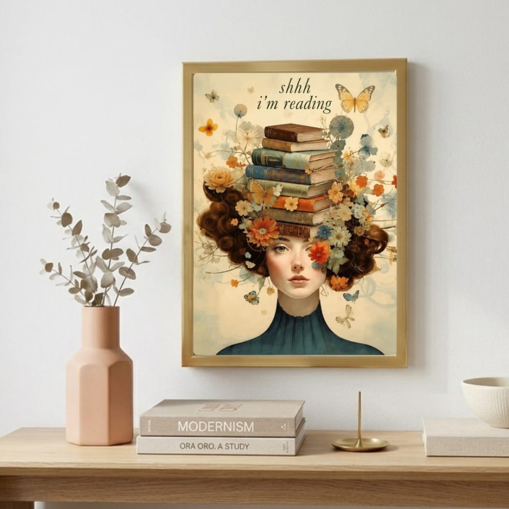 vintage girl with a book - Vibes Districtvintage girl with a book poster GoldVibes District