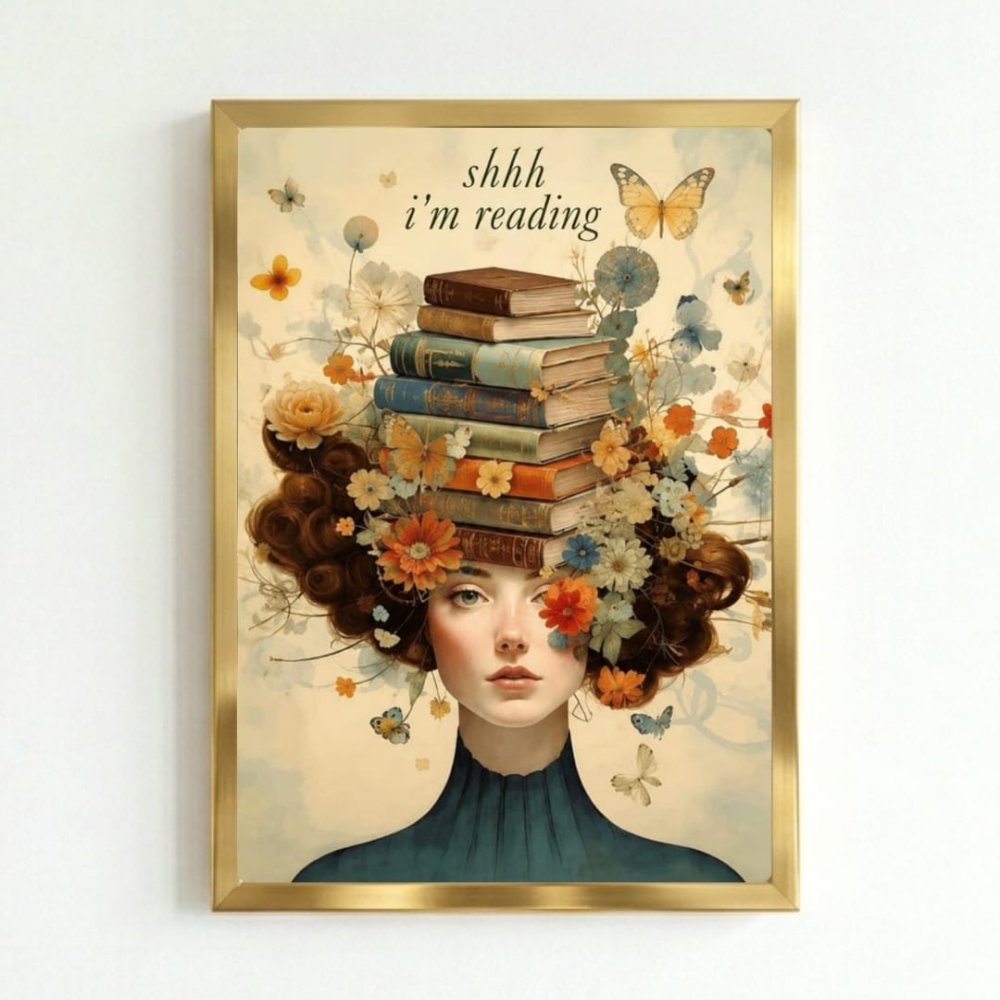 vintage girl with a book - Vibes Districtvintage girl with a book poster GoldVibes District