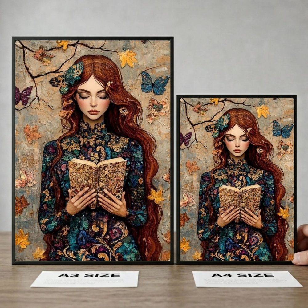Vintage Girl With A Book Poster with Frame - Vibes DistrictVintage Girl With A Book Poster with Frame poster BiancoVibes District