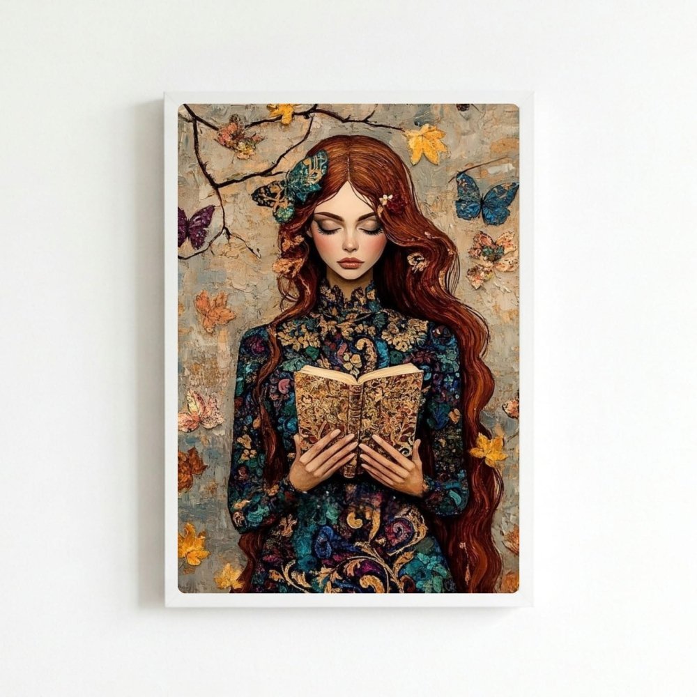 Vintage Girl With A Book Poster with Frame - Vibes DistrictVintage Girl With A Book Poster with Frame poster BiancoVibes District