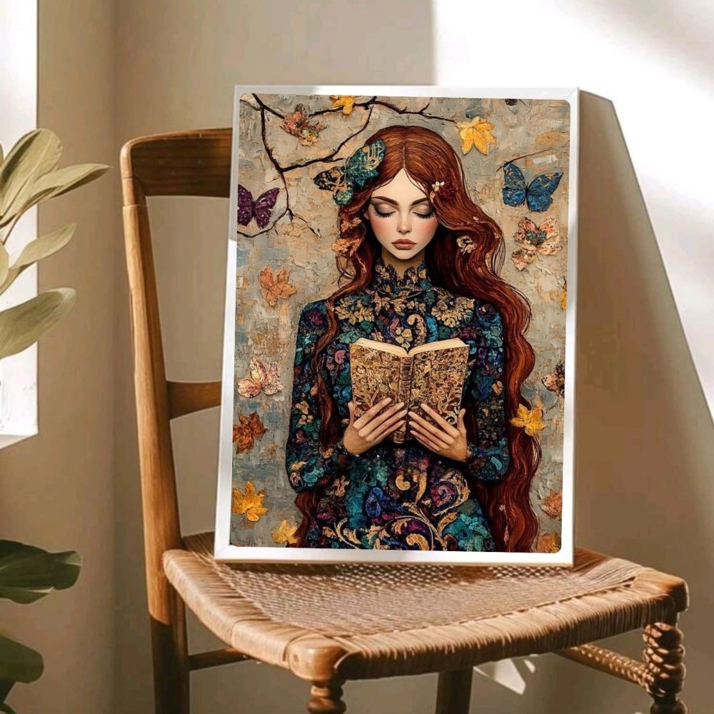 Vintage Girl With A Book Poster with Frame - Vibes DistrictVintage Girl With A Book Poster with Frame poster BiancoVibes District