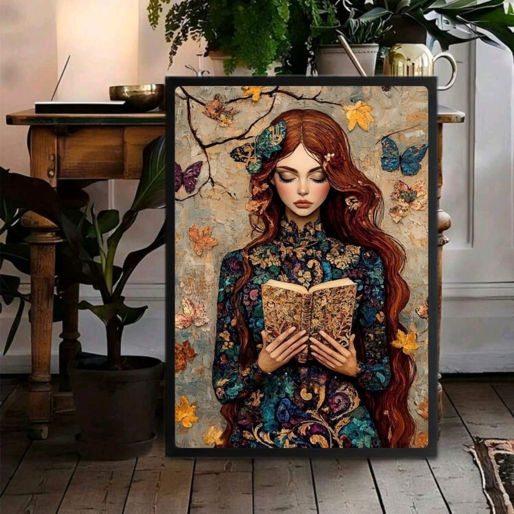 Vintage Girl With A Book Poster with Frame - Vibes DistrictVintage Girl With A Book Poster with Frame poster BiancoVibes District
