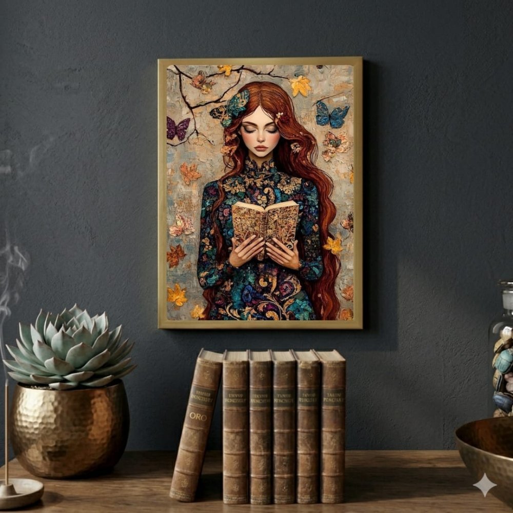 Vintage Girl With A Book Poster with Frame - Vibes DistrictVintage Girl With A Book Poster with Frame poster BiancoVibes District