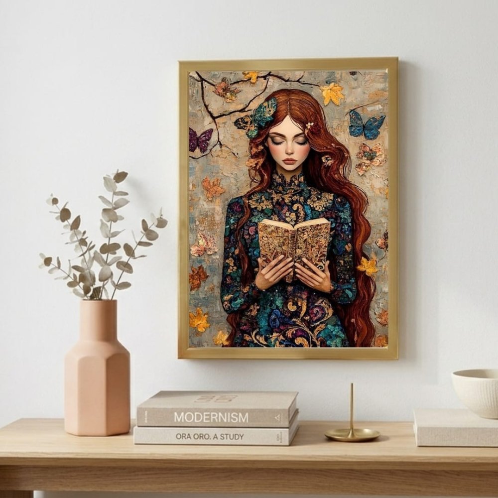Vintage Girl With A Book Poster with Frame - Vibes DistrictVintage Girl With A Book Poster with Frame poster BiancoVibes District