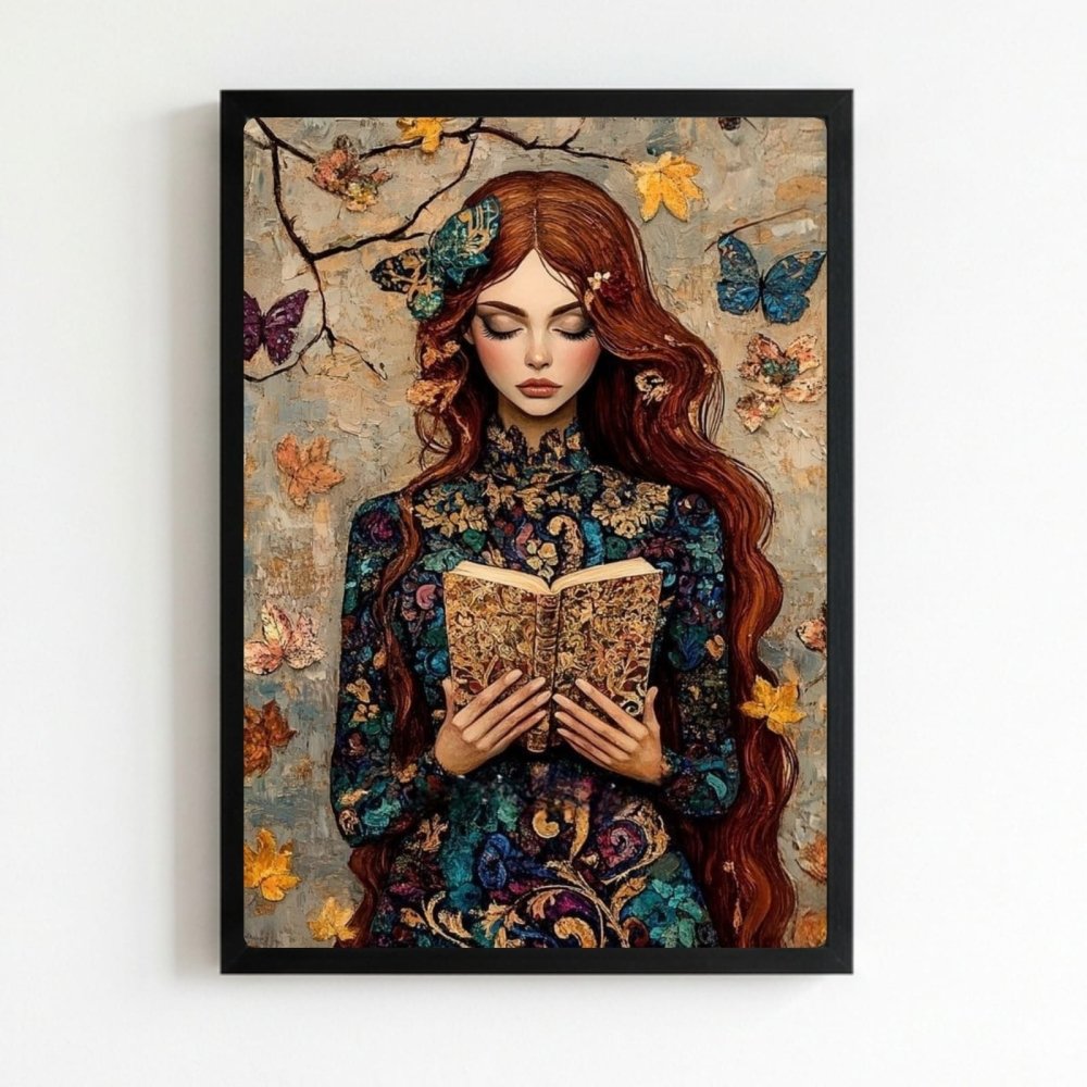 Vintage Girl With A Book Poster with Frame - Vibes DistrictVintage Girl With A Book Poster with Frame poster NeroVibes District