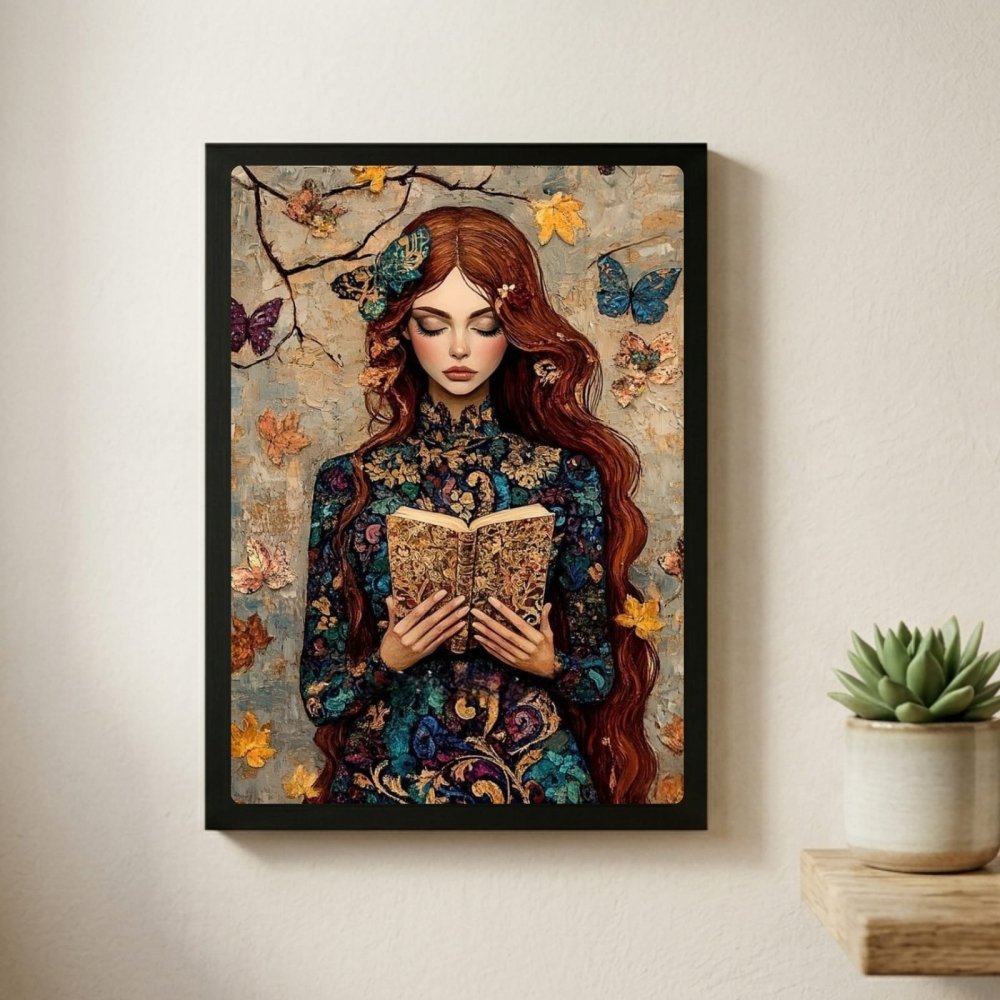 Vintage Girl With A Book Poster with Frame - Vibes DistrictVintage Girl With A Book Poster with Frame poster BiancoVibes District