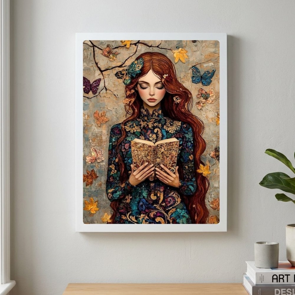 Vintage Girl With A Book Poster with Frame - Vibes DistrictVintage Girl With A Book Poster with Frame poster BiancoVibes District