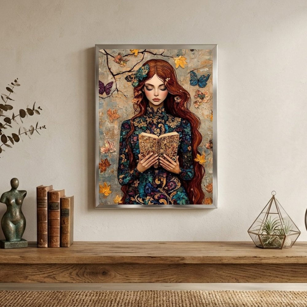 Vintage Girl With A Book Poster with Frame - Vibes DistrictVintage Girl With A Book Poster with Frame poster BiancoVibes District