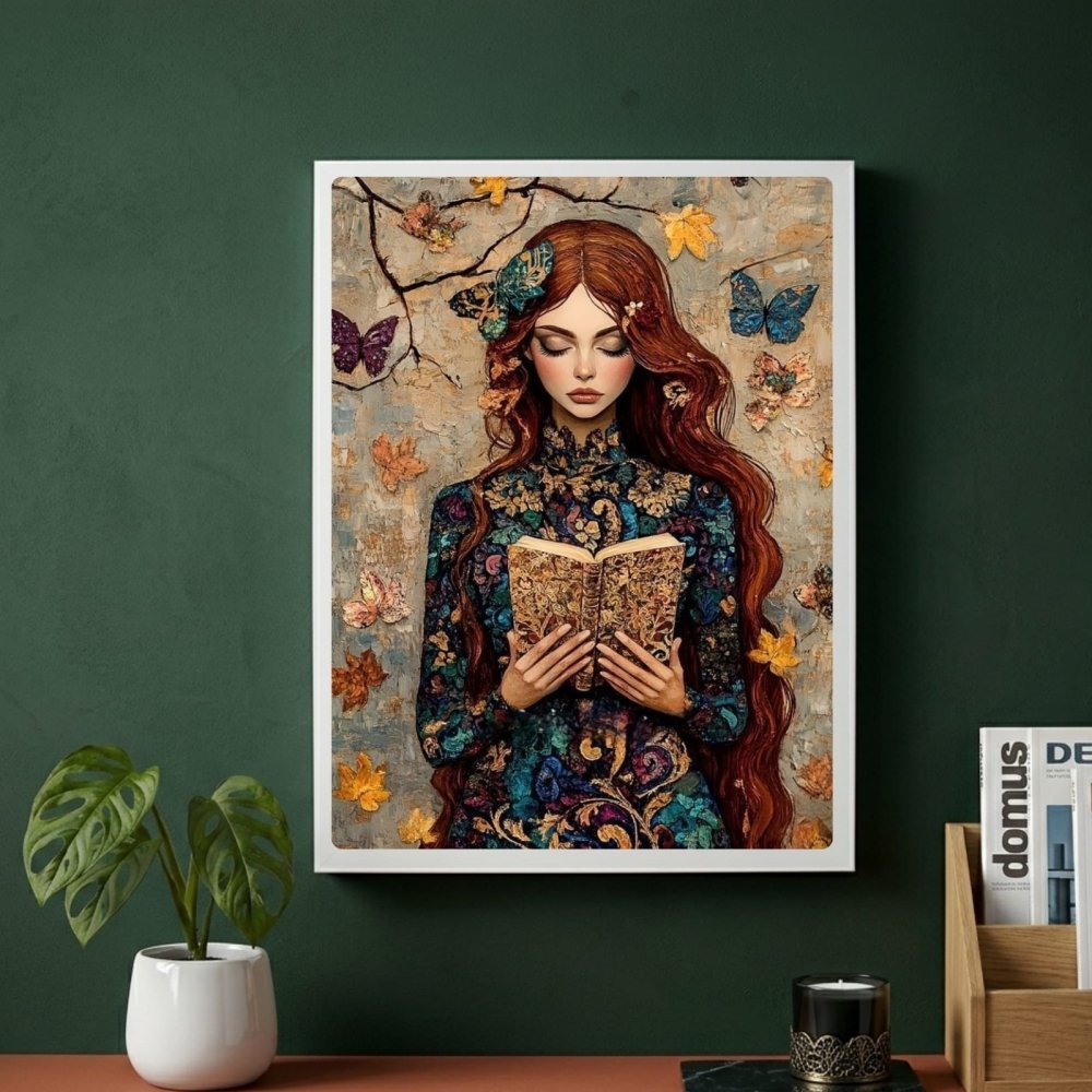 Vintage Girl With A Book Poster with Frame - Vibes DistrictVintage Girl With A Book Poster with Frame poster BiancoVibes District