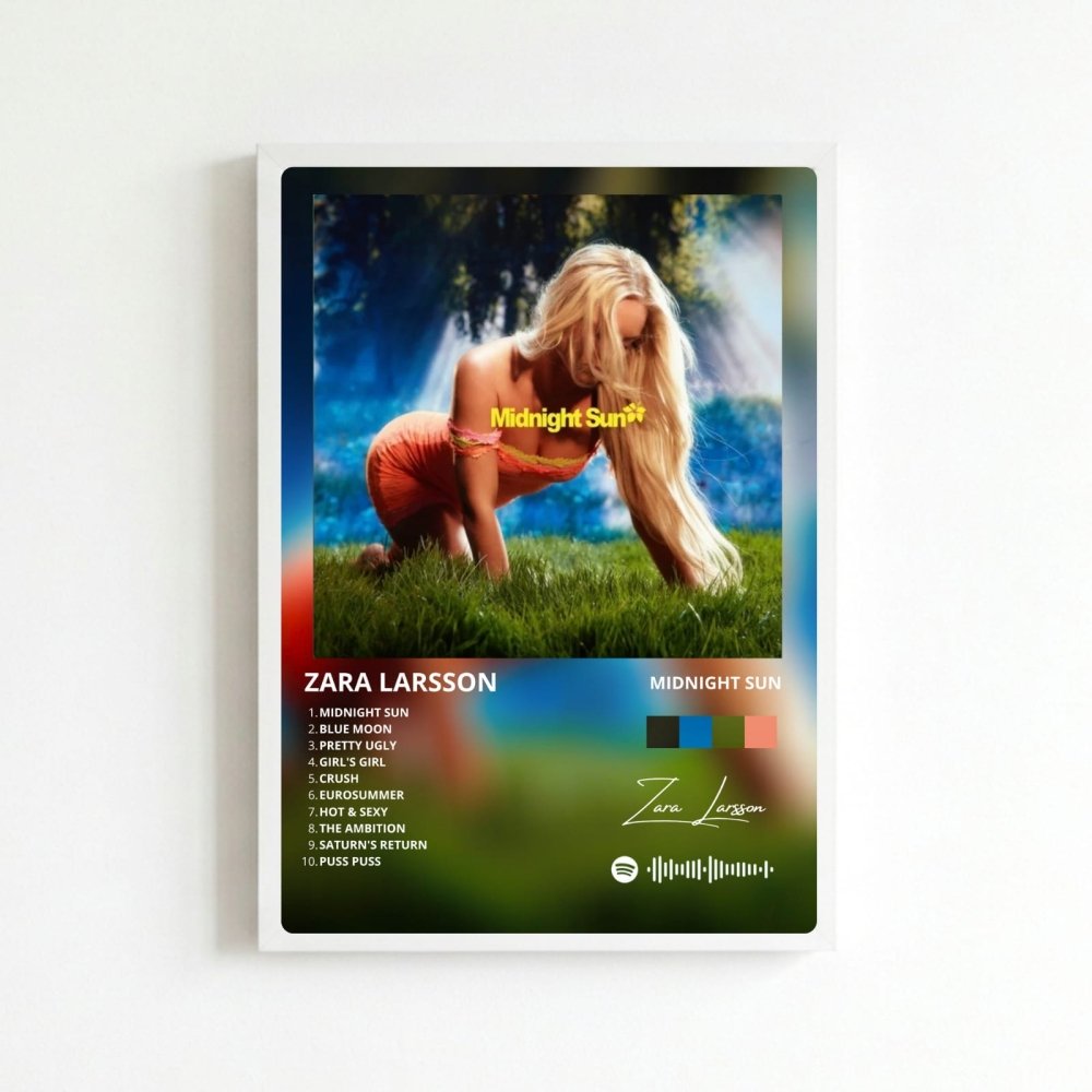 Zara Larsson - Midnight Sun Poster with Frame - Vibes DistrictZara Larsson - Midnight Sun Poster with Frame poster BiancoVibes District