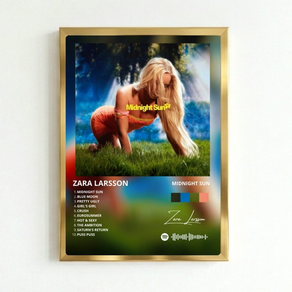 Zara Larsson - Midnight Sun Poster with Frame - Vibes DistrictZara Larsson - Midnight Sun Poster with Frame poster GoldVibes District